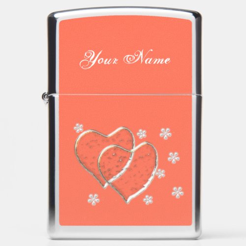 two transparent heartsromantic wedding zippo lighter