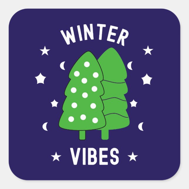 Two Trees Winter Vibes Square Sticker (Front)