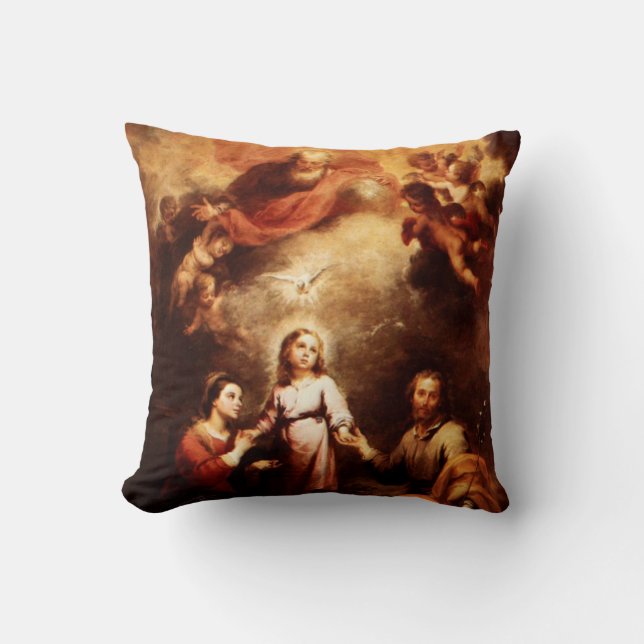 Two Trinities - The Holy Family - Murillo Throw Pillow (Front)