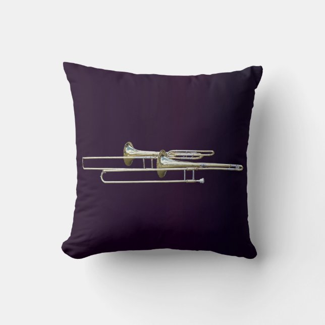 Two Trombones Throw Pillow (Front)