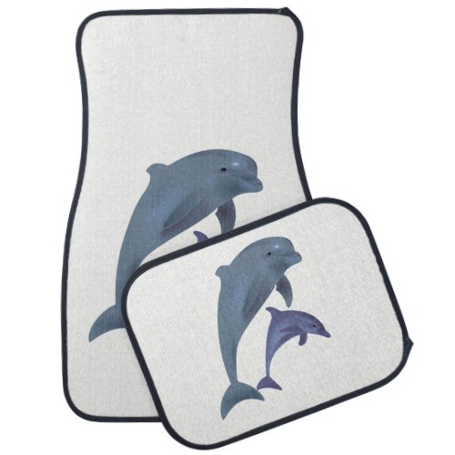 Two Tropical dolphins jumping beside each other Car Floor Mat
