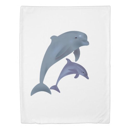 Two Tropical dolphins jumping beside each other Duvet Cover