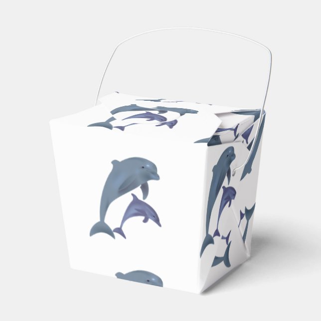 Two Tropical dolphins jumping beside each other Favor Boxes (Front Side)