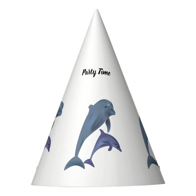Two Tropical dolphins jumping beside each other Party Hat (Front)