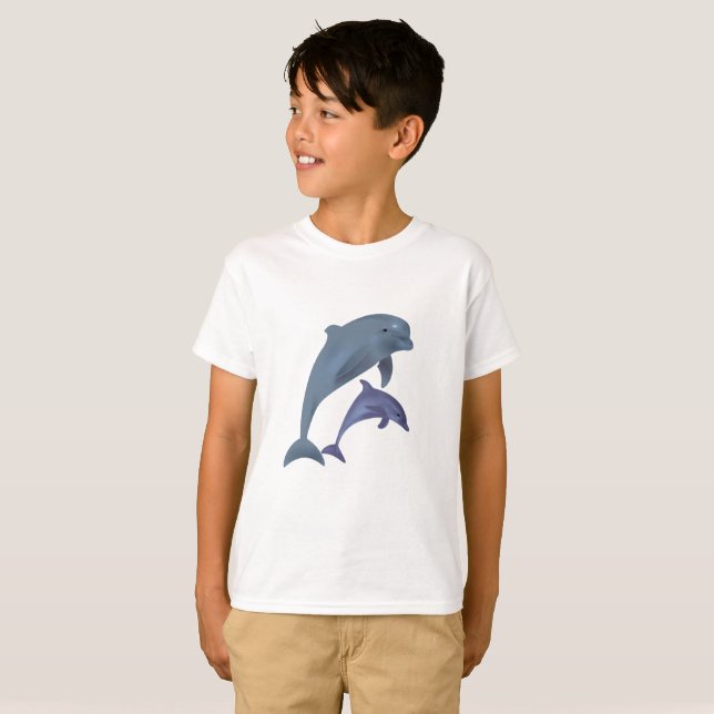 Two Tropical dolphins jumping beside each other T-Shirt (Front Full)