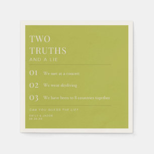 Two Truths and a Lie Fun Fact Wedding Chartreuse Napkins