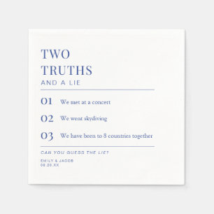 Two Truths and a Lie Fun Fact Wedding Cocktail Napkins