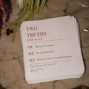 Two Truths and a Lie Fun Fact Wedding Cocktail Napkins