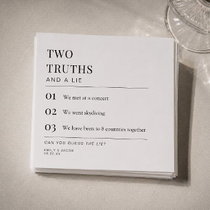 Two Truths and a Lie Fun Fact Wedding Cocktail Napkins