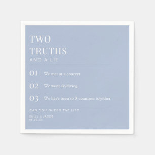 Two Truths and a Lie Fun Fact Wedding Cocktail Napkins