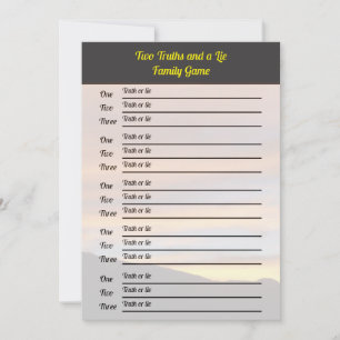 Two Truths and a Lie Game Family Reunion Sunset Invitation