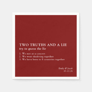 Two Truths and a Lie Minimalist Fun Fact Wedding  Napkins
