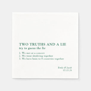 Two Truths and a Lie Minimalist Fun Fact Wedding Napkins