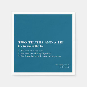 Two Truths and a Lie Minimalist Fun Fact Wedding Napkins