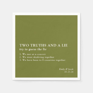 Two Truths and a Lie Minimalist Fun Fact Wedding  Napkins