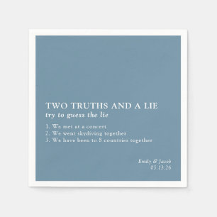 Two Truths and a Lie Minimalist Fun Fact Wedding Napkins
