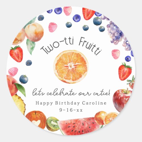 Two_tti Fruitti Cutie Fruit Birthday Classic Round Sticker