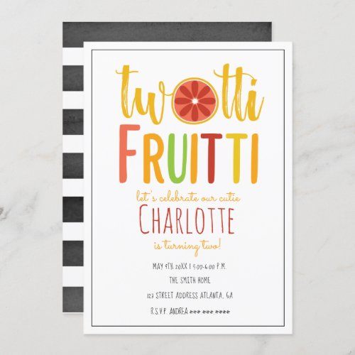 Two_tti Fruitti Watercolor Stripe Citrus Birthday Invitation