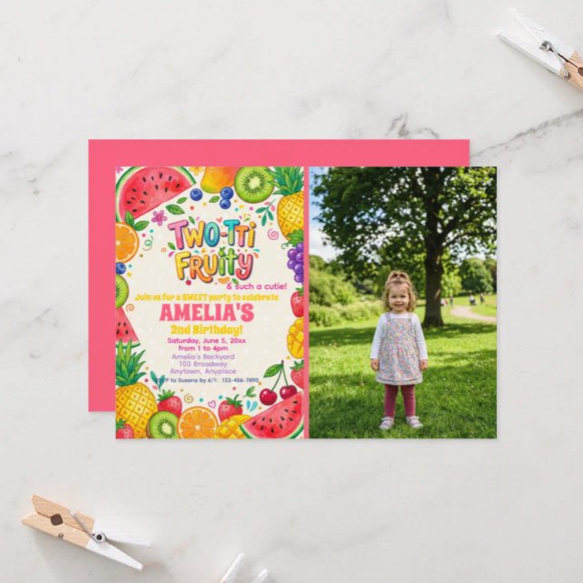 Two-tti Fruity 2nd Birthday Party Invitation (Creator Uploaded)