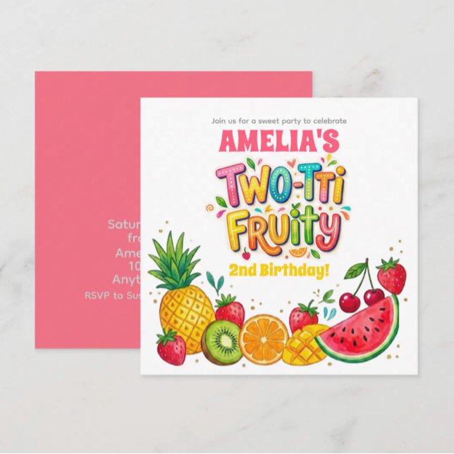 Two-tti Fruity 2nd Birthday Party Invitation (Creator Uploaded)