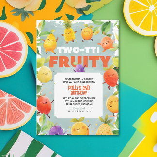 Two-tti Fruity 2nd Birthday Party Invitation