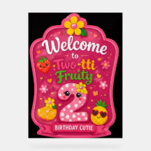 Two-Tti Fruity Birthday Welcome Board Mockup