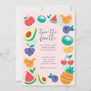 Two-tti Fruity Fruit Second Birthday Party Invitation