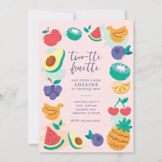 Two-tti Fruity Fruit Second Birthday Party Invitation