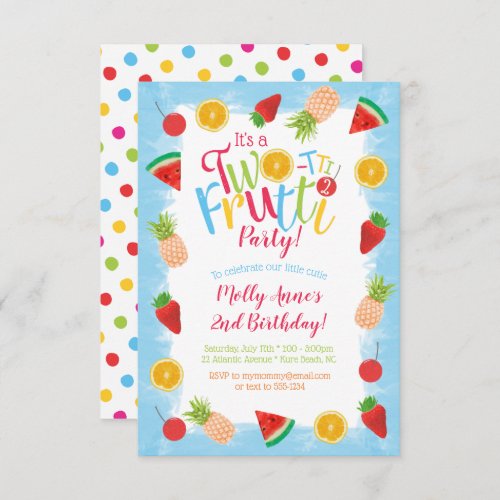 Two_tti Frutti 2nd Birthday Fun Fruits Invitation