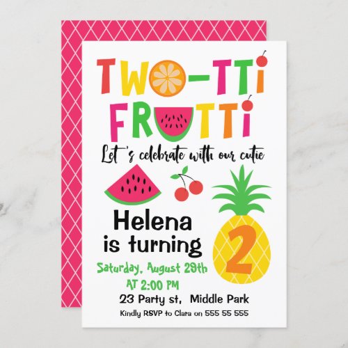 Two_tti Frutti 2nd Birthday Invitation for Girl