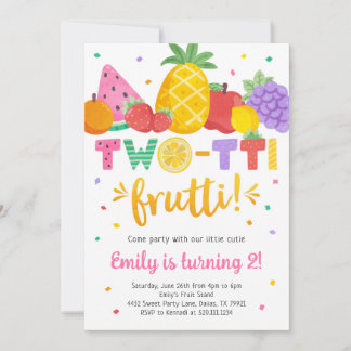 Two-tti Frutti 2nd Birthday Invitation Tutti Party