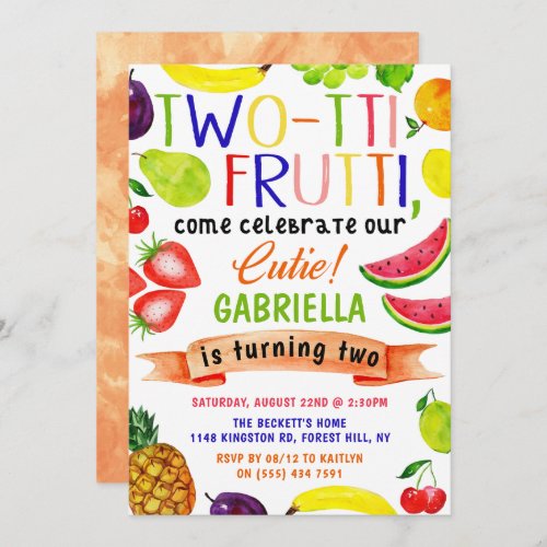 Two_tti Frutti 2nd Birthday Invitations