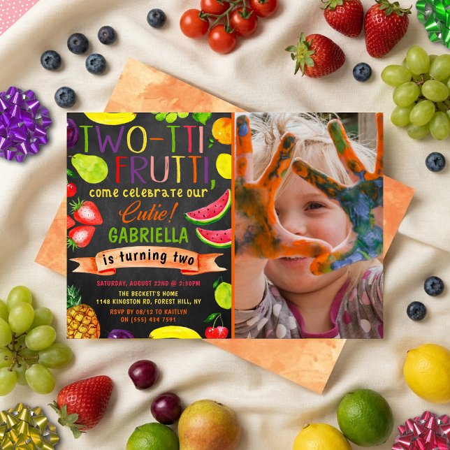 Two-tti Frutti 2nd Birthday Photo Invitation (Creator Uploaded)