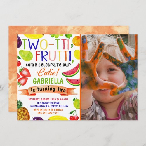 Two_tti Frutti 2nd Birthday Photo Invitations