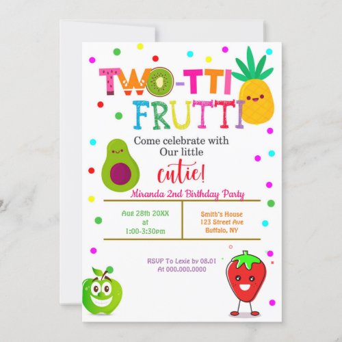 Two_tti Frutti  2nd Girl Birthday Party Invites