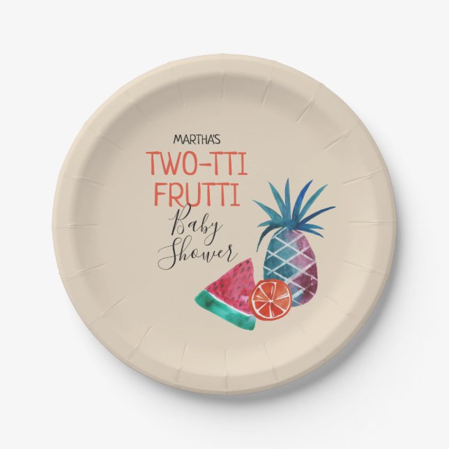 Two-tti Frutti Baby Shower Paper Plates (Front)