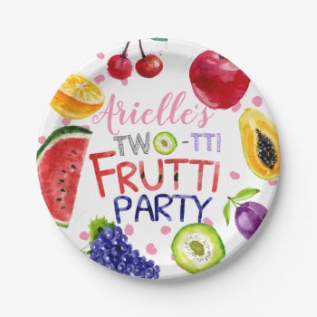 Two-tti Frutti Birthday Paper Plates Tutti Fruity by NellysPrint at Zazzle