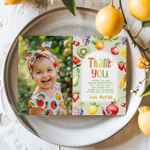 Two-tti frutti birthday photo thank you card