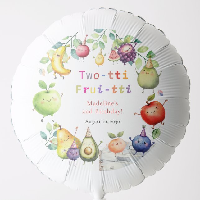 Two-tti Frutti Cute Fruits 2nd Birthday Party Balloon (Front)