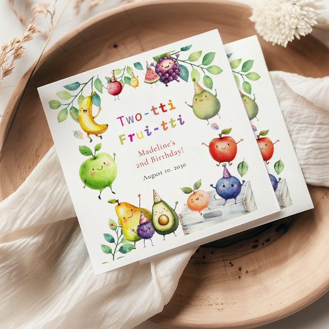 Two-tti Frutti Cute Fruits 2nd Birthday Party Napkins (Creator Uploaded)