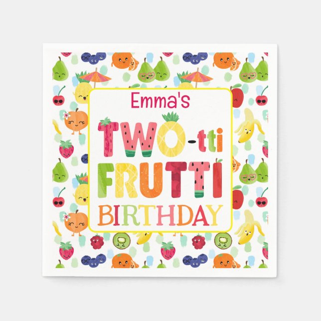 Two-tti Frutti Cutie Fruit 2nd Birthday Party Napkins (Front)