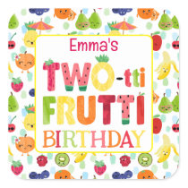 Two-tti Frutti Cutie Fruit 2nd Birthday Party Square Sticker