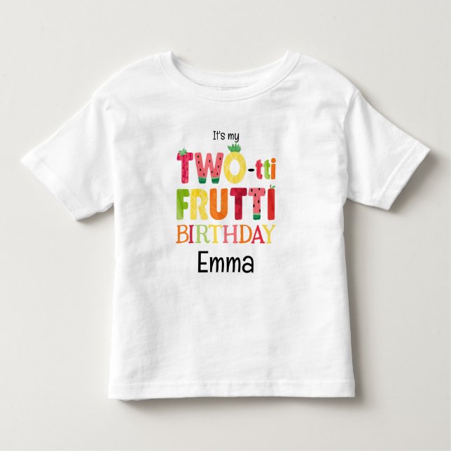 Two-tti Frutti Cutie Fruit 2nd Birthday Party Toddler T-shirt (Front)