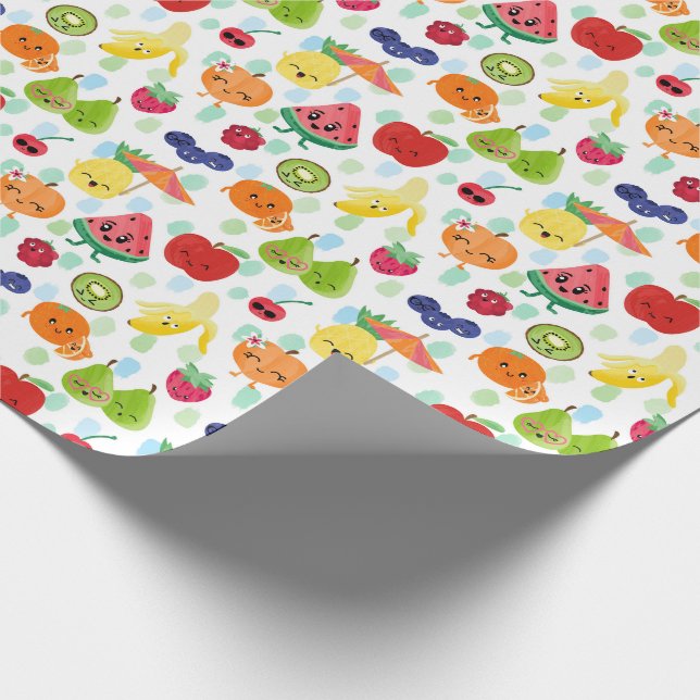 Two-tti Frutti Cutie Fruit 2nd Birthday Party Wrapping Paper (Corner)