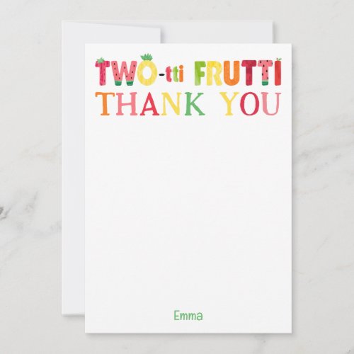 Two_tti Frutti Cutie Fruit 2nd Birthday Thank You Invitation