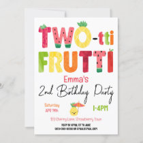 TWO-tti Frutti Cuties 2nd Birthday Tropical Fruit Invitation
