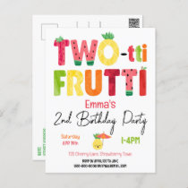 TWO-tti Frutti Cuties 2nd Birthday Tropical Fruit Postcard