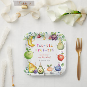 Two-tti Frutti Dancing Fruits 2nd Birthday Party Paper Plates