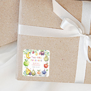 Two-tti Frutti Dancing Fruits 2nd Birthday Party Square Sticker