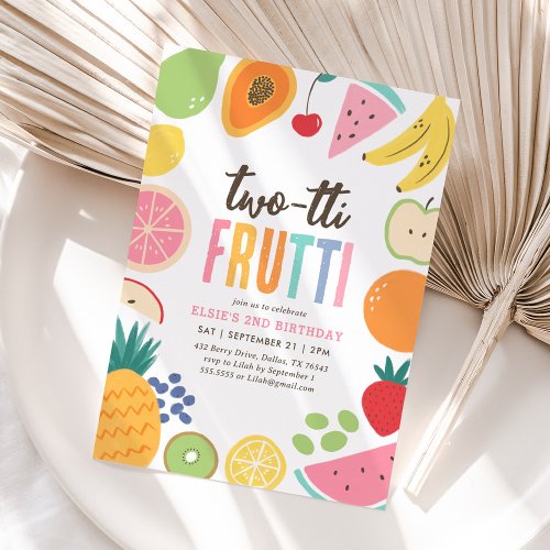 Two_tti Frutti Fruit 2nd Birthday Invitation